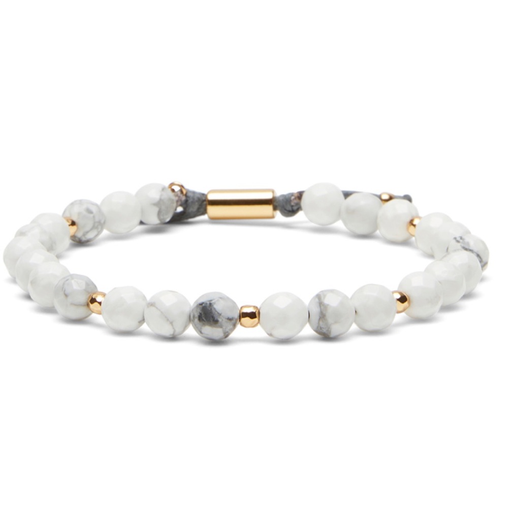 Gorjana Power Gemstone Beaded Bracelet | NWT | Howlite & Gold - Picture 1 of 8